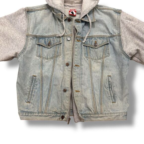 Mickey Inc Vintage 90s Mickey Mouse Denim Hoodie Jacket Adult XL Disney JeanCoat - Picture 5 of 8